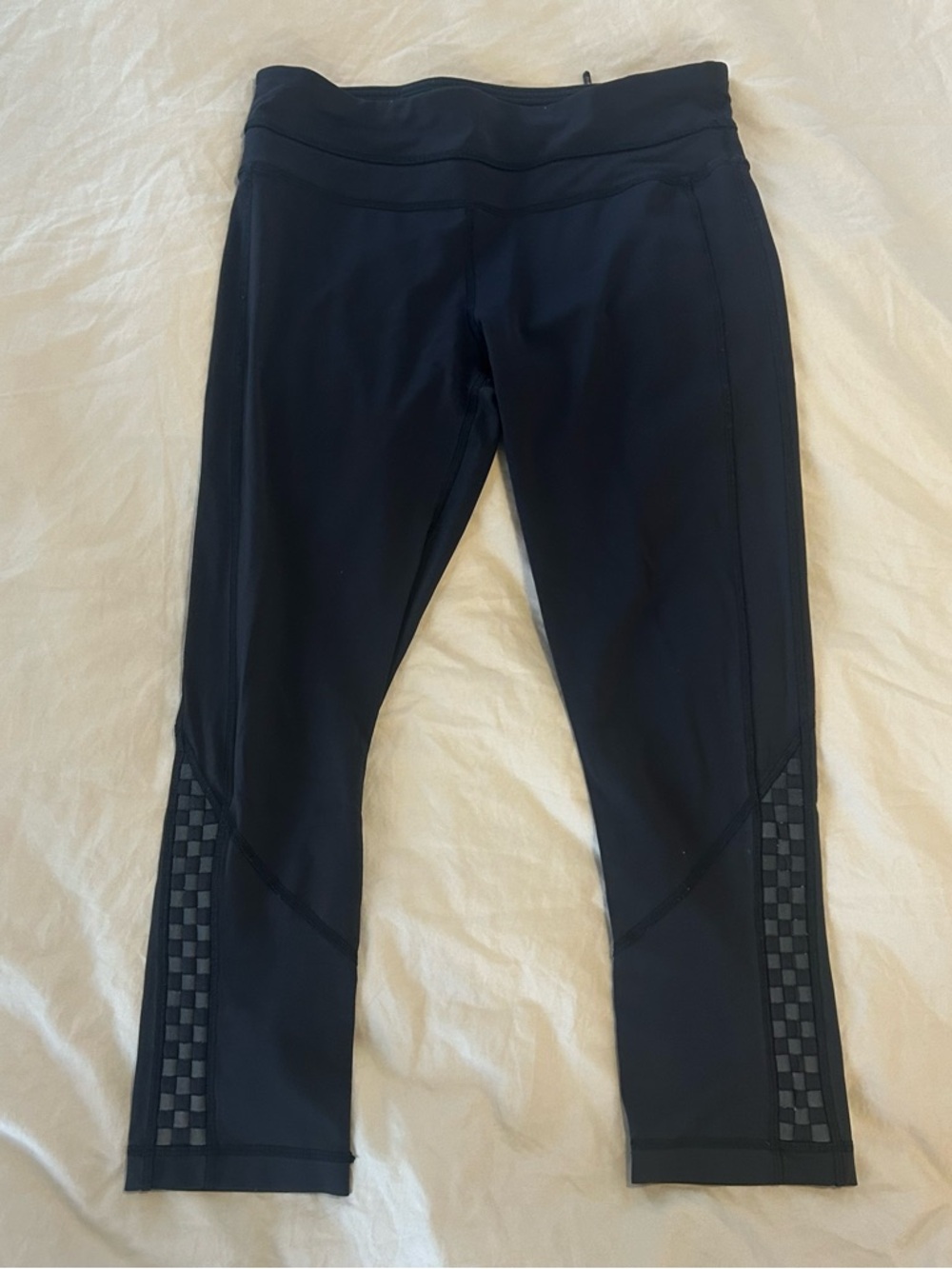 lululemon athletica Black Cropped Leggings with Checker Insets